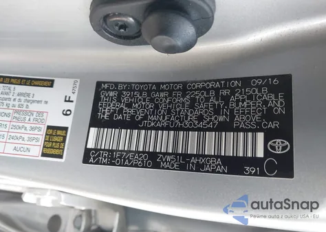 2017 Toyota Prius Four from USA, damaged, VIN JTDKARFU7H3034547